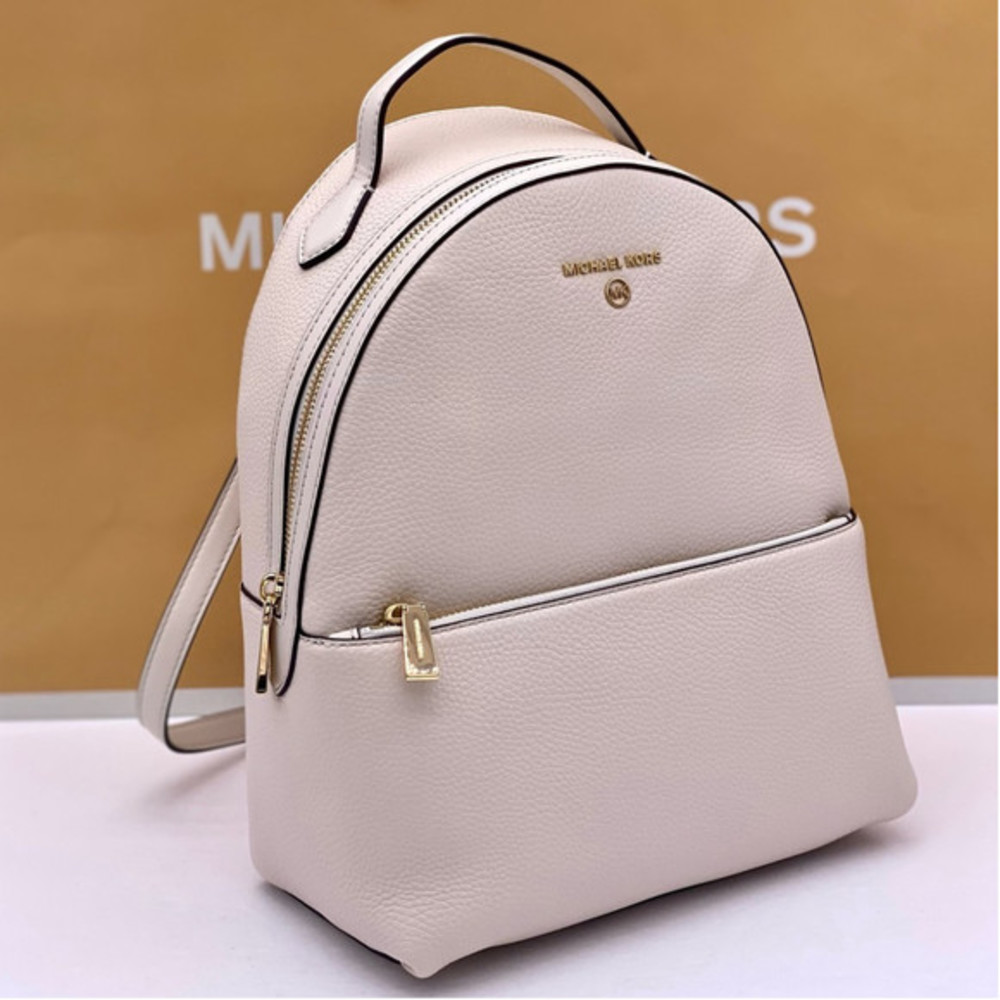 Michael Kors Valerie Medium Light Cream Pebbled Leather Backpack